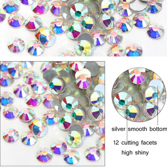 Top Glitter Crystal AB Rhinestones SS3-SS40 Non Hot Fix FlatBack