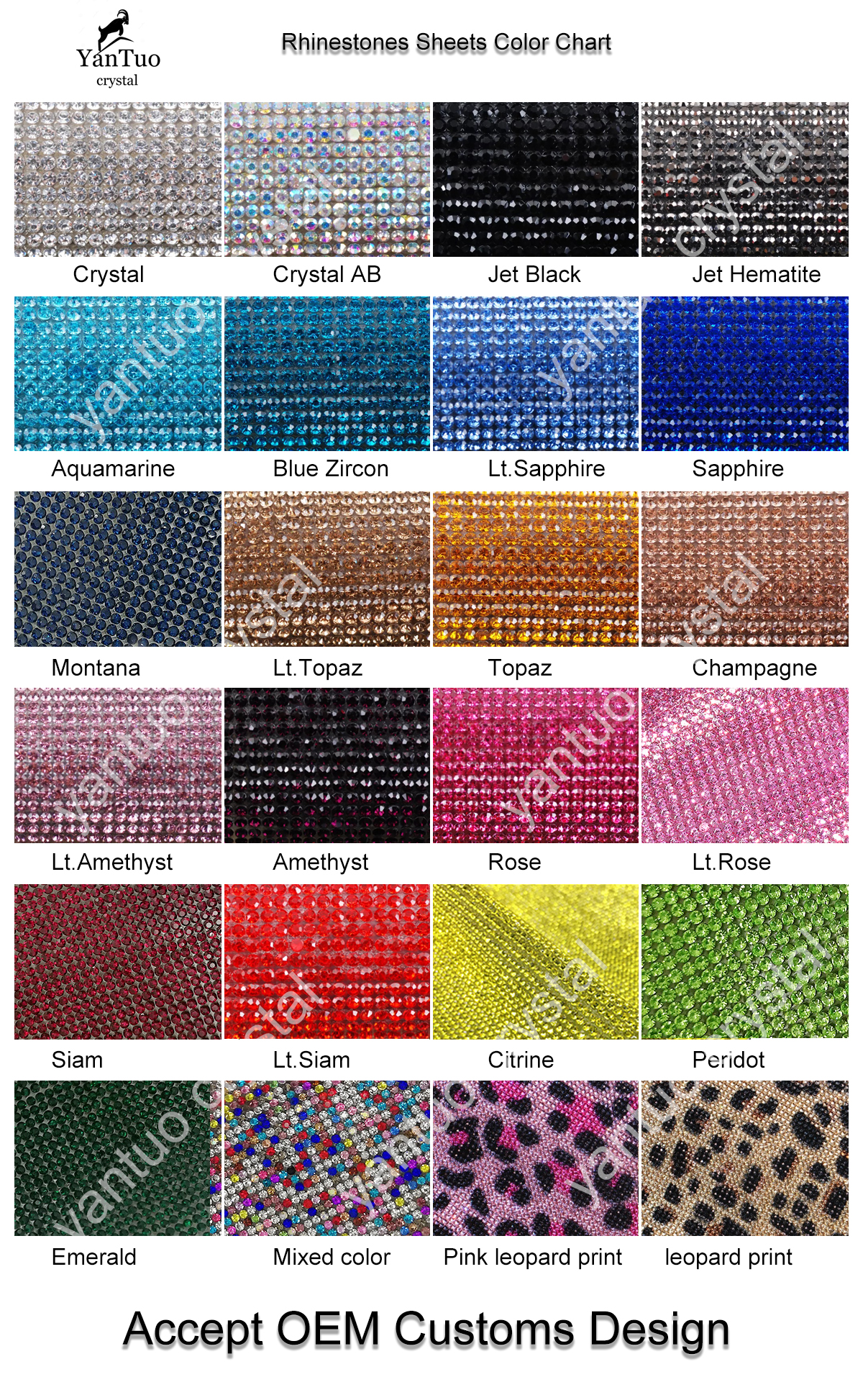 Rhinestone sheet color card